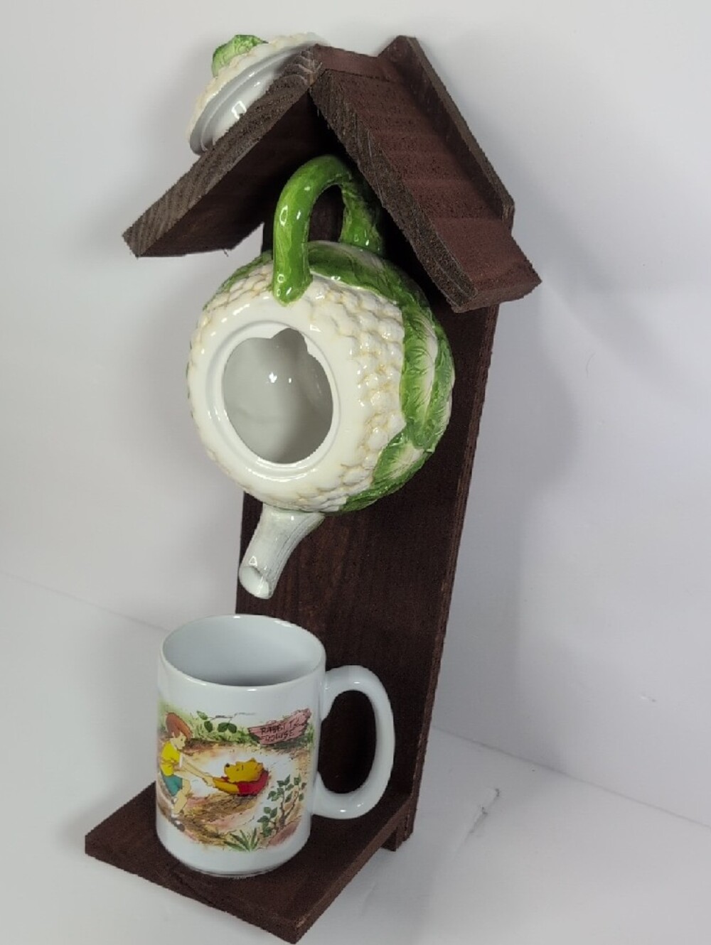Rustic Wooden Handmade Bird Feeder "Down The Rabbits Hole" - Picture 2 of 16